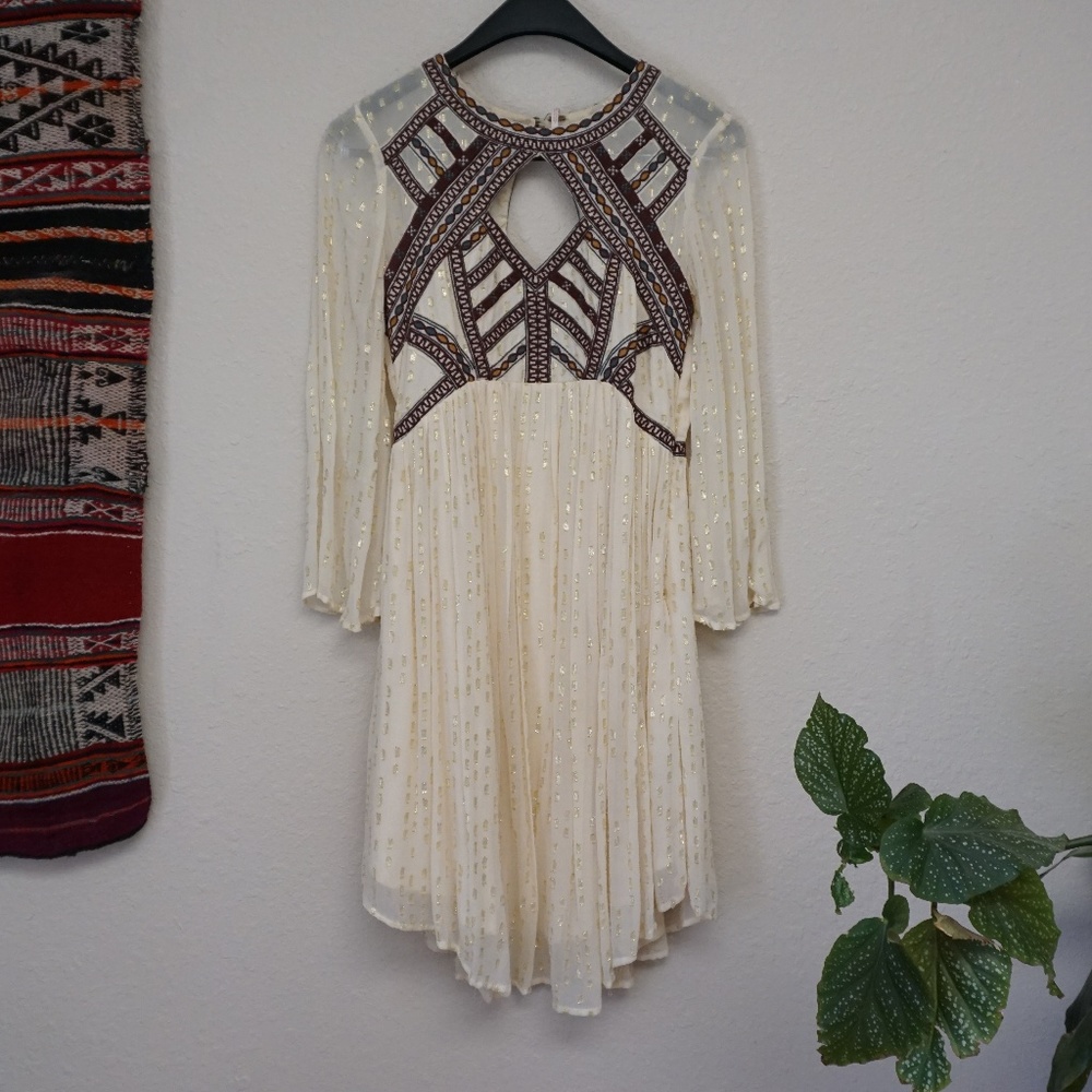 FREE PEOPLE Bohemian Embroidered Cutout Dress